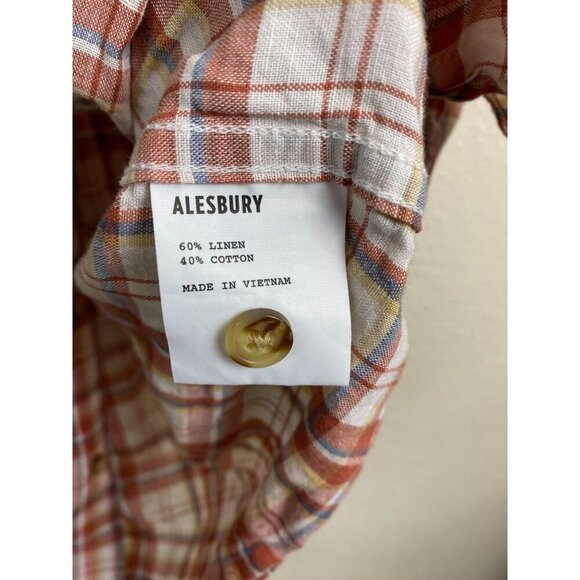 ALESBURY Linen Blend Short sleeve button up Shirt Men Size Large Pockets Western - Picture 5 of 12
